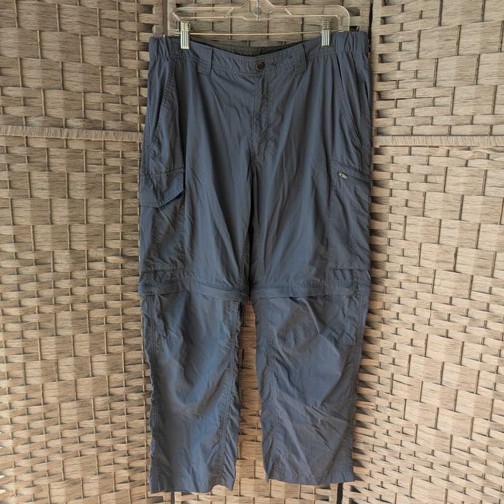 Columbia Convertible Cargo Pants Blue Omni-Shade Ripstop 36x28 Hiking Zip Off